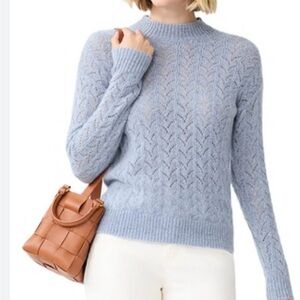 J. McLaughlin Soft Blue Cowl Neck Sweater Tiler Wool & Cashmere-Blend size XS